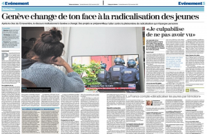 photo d'écran d'un article de la Tribune de Genève du 21 novembre 2015 sur la radicalisation des jeunes